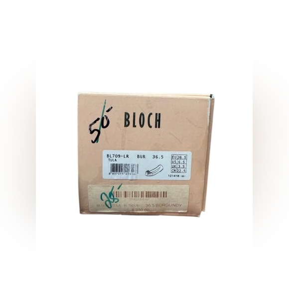 Bloch NWT Ballet Shoes Burgundy Leather Bow Toe Tip Size 36 1/2 - Picture 9 of 9